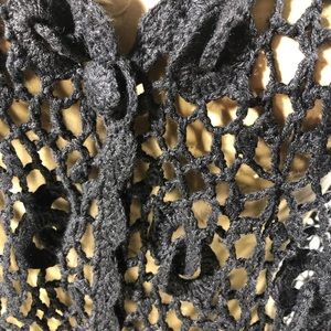 Long Vintage/Boho Black Crochet Vest